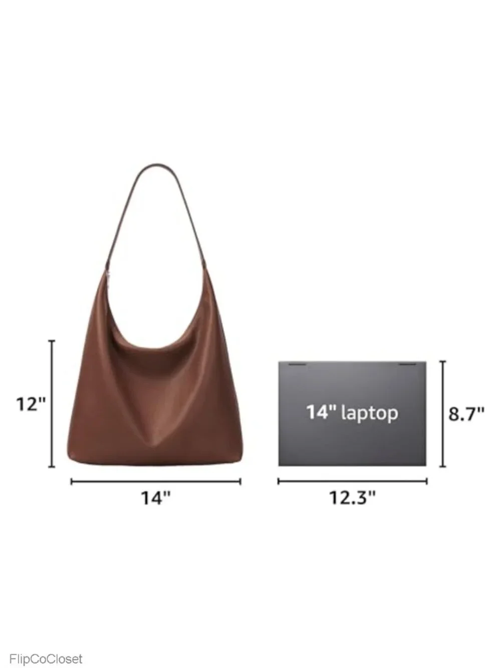 Vegan Faux Leather Slouchy Hobo Tote Bag, Large Capacity, Zipper Closure